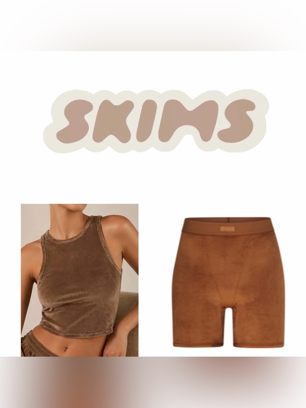 SKIMS Velour Sienna High Waisted Biker Shorts with Matching Tank Top - XL